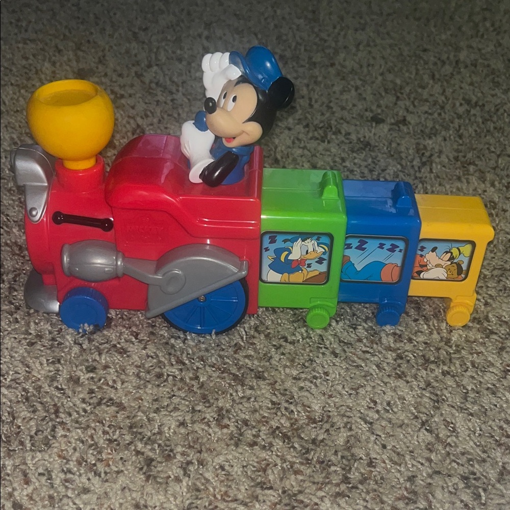 Vintage Disney Mickey Mouse Train Toy - Red, Green, Yellow